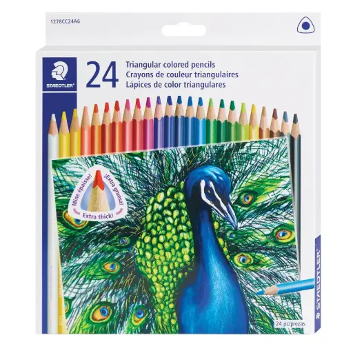 [1278CC24] Staedtler - Crayons de couleur Hexagonaux - 24 crayons / boîte