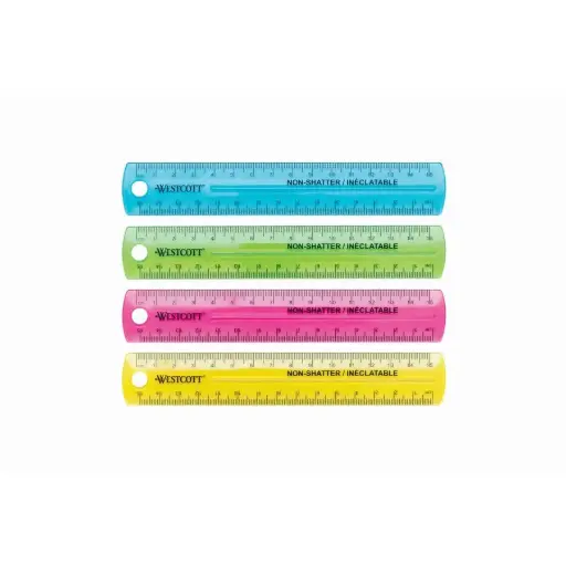 [15989] Règle en plastique incassable 15 cm - couleurs néon (assorti)