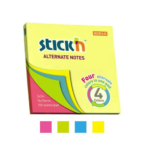 [21822] POST-IT  3X3 NEON  pqt/100 STICK'N