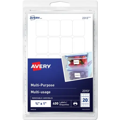[2313] Avery® - Étiquettes multi-usages autoadhésifs  1" X 3/4 "  blanche pqt/400