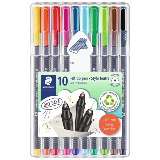 [334SB10A6] MARQUEUR Triplus Fineliner lot de 10