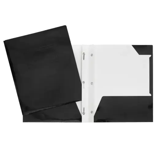 [34200BK] COUVERTURE POCHETTES ET 3 ATTACHES CARTON LAMINÉ NOIR