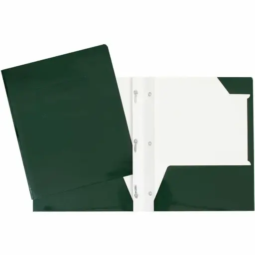 [34200DGN] COUVERTURE POCHETTES ET 3 ATTACHES CARTON LAMINÉ VERT FONCÉ