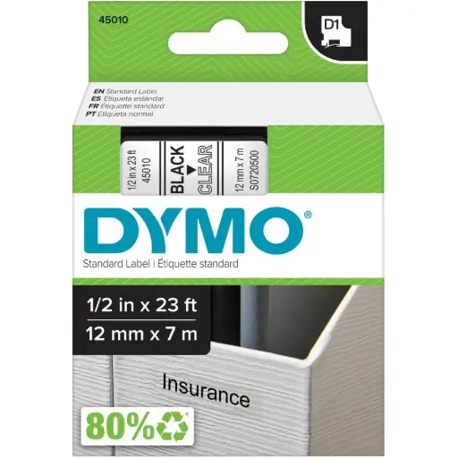 [N45010] DYMO RUBAN CARTOUCHE NOIR/CLAIR S/C