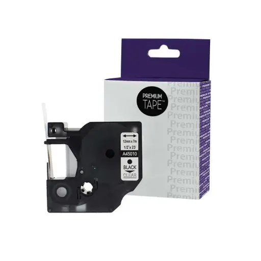 [C45010] RUBAN DYMO CLAIR/TEXTE NOIR 12MM