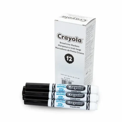[56-7912] Crayola - Marqueurs noir lavables            12 / boîte