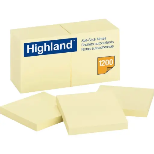 [6549-YW] POST-IT 3 X 3 JAUNE pqt/12 HIGHLAND