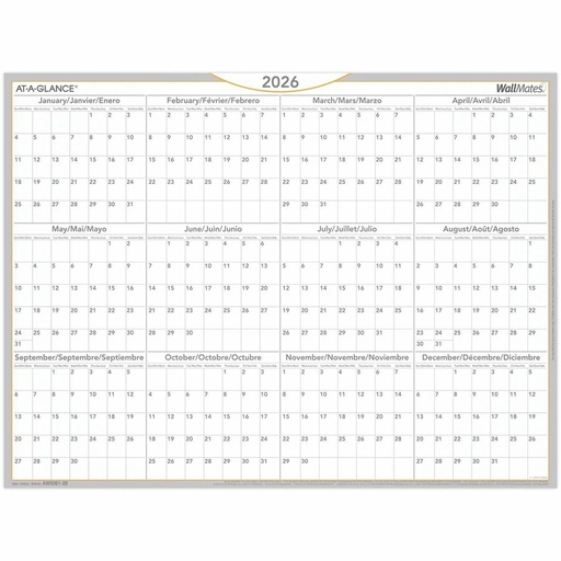[AW50612825] CALENDRIER ANNUEL EFFACABLE A SEC AUTO ADHÉSIF 2026