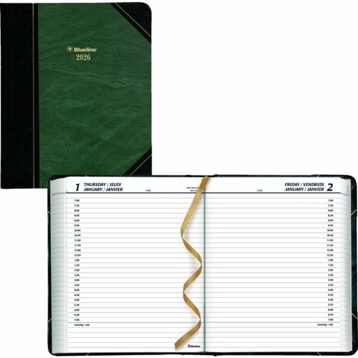 [C517B] Blueline - Agenda quotidien Traditional, 8 po x 6-1/2 po, bilingue, vert