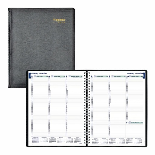 [C5950-81BT] Blueline - Agenda hebdomadaire Essential, 11 po x 9-1/16 po, bilingue, noir