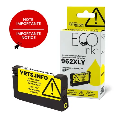 [CHP962YXL] HP 3JA02AN (JAUNE) NO.962XL GÉNÉRIQUE 1.6K JCT
