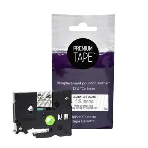 [CTZE135] BROTHER TZE-135 (BLANC SUR CLAIR) 12MM GÉNÉRIQUE NUT