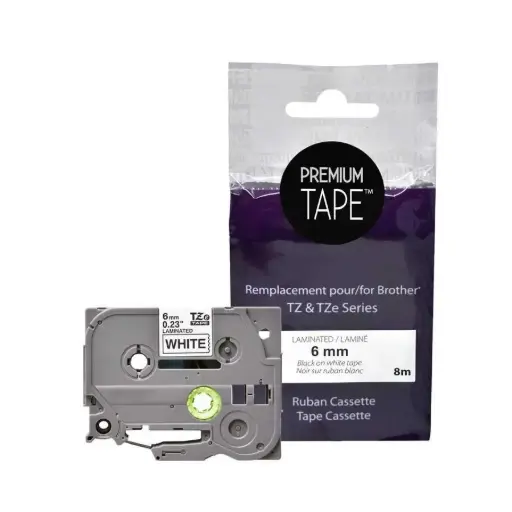 [CTZE211] BROTHER TZE-211 (NOIR SUR BLANC) 6MM GÉNÉRIQUE NUT