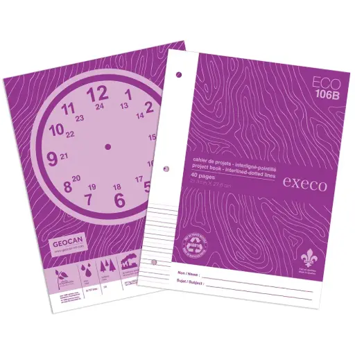 [EC106B] Cahier Projet interligné/pointillé 8½x11