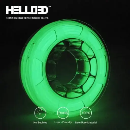 [HFPLAGREENGLOW] HELLO3D FILAMENT PLA GREEN (GLOW IN THE DARK) 1K