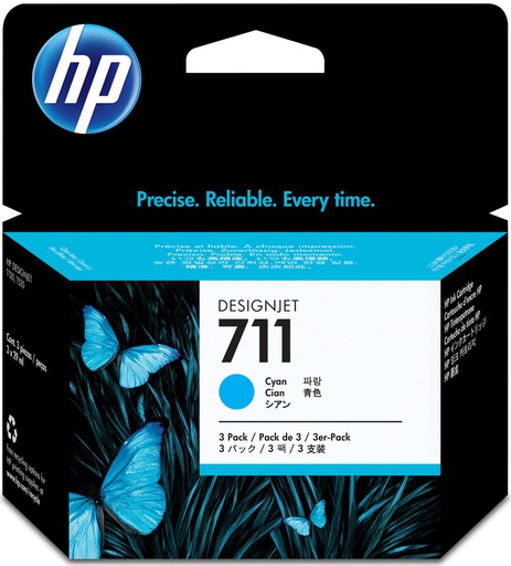 [NHP711C3] HP CZ134A (CYAN) NO.711 3/BTE ORIGINALE 29ML PLUS DISPONIBLE VOIR GÉNÉRIQUE