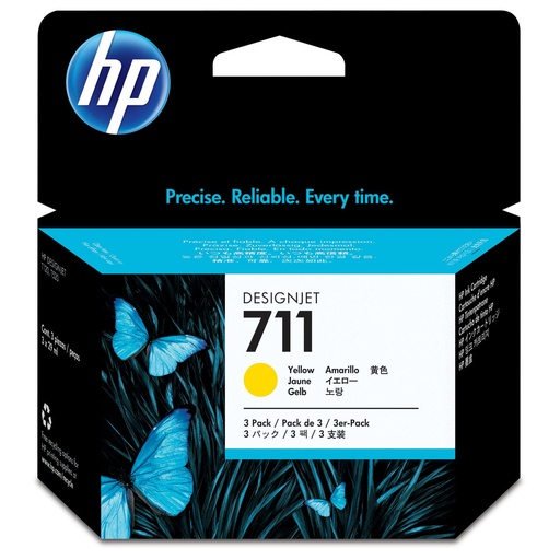 [NHP711Y3] HP CZ136A (JAUNE) NO.711 3/BTE ORIGINALE 29ML PLUS DISPONIBLE VOIR GÉNÉRIQUE