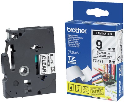 [NTZE121] BROTHER TZE-121 (NOIR SUR CLAIR) 9MM ORIGINAL RDM