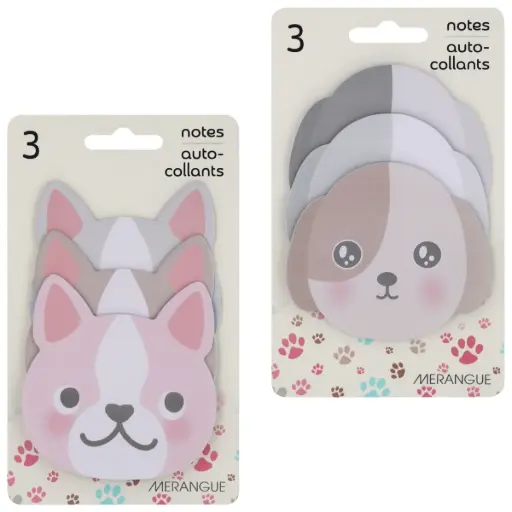 [1029-4031-00-000] POST-IT Chiens 3 blocs par emballage assortie