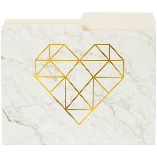 [1088-9080-00-000] Dossier format lettre motif marbre et cœur doré