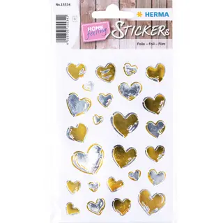 [H15534] HERMA Autocollants CREATIVE coeurs or et argent