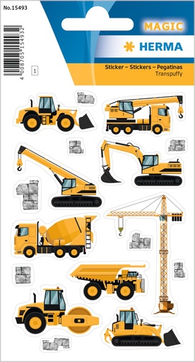 [H15493] HERMA Autocollants MAGIC Véhicules de construction, transpuffy